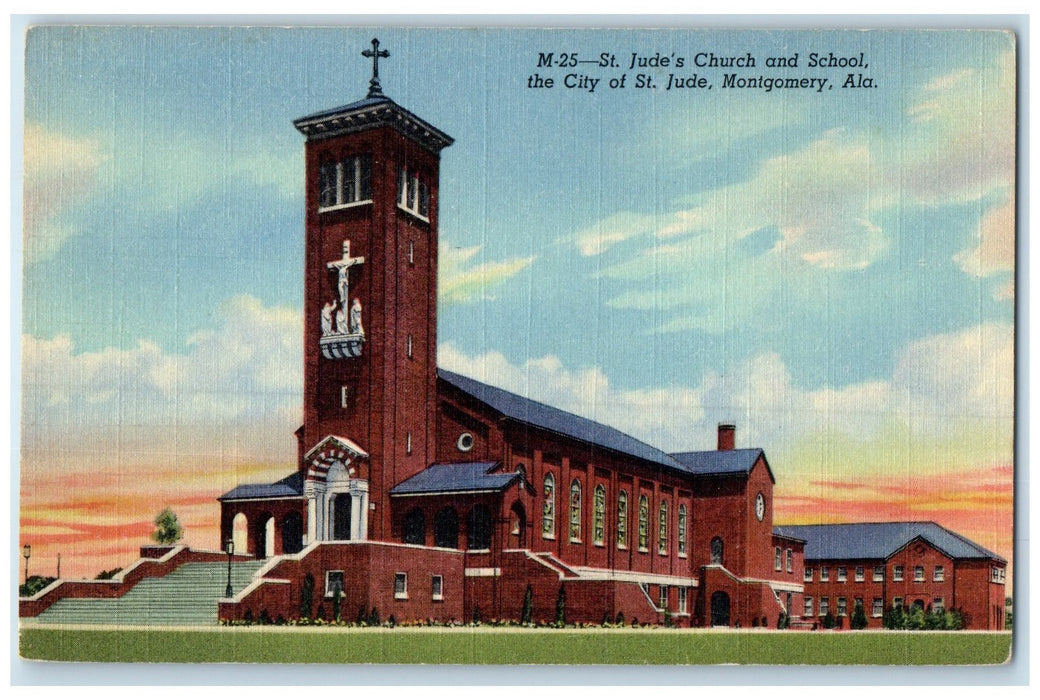 c1910s St. Jude's Church & School The City St. Jude Montgomery Alabama Postcard