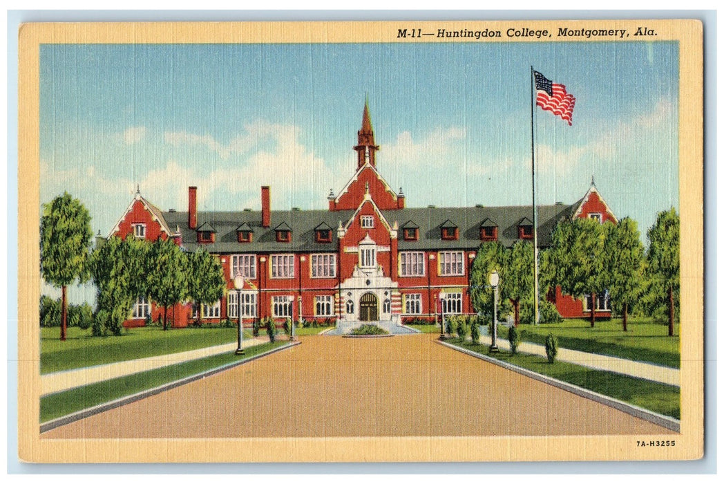 c1940s Huntington College Exterior Landscape Scene Montgomery Alabama Postcard