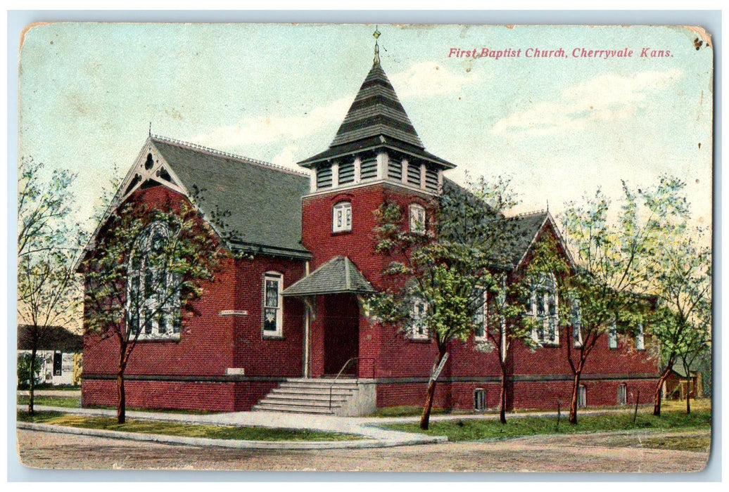 c1910's Hotel Leatherock Exterior Cherryvale Brookville Kansas KS Trees Postcard