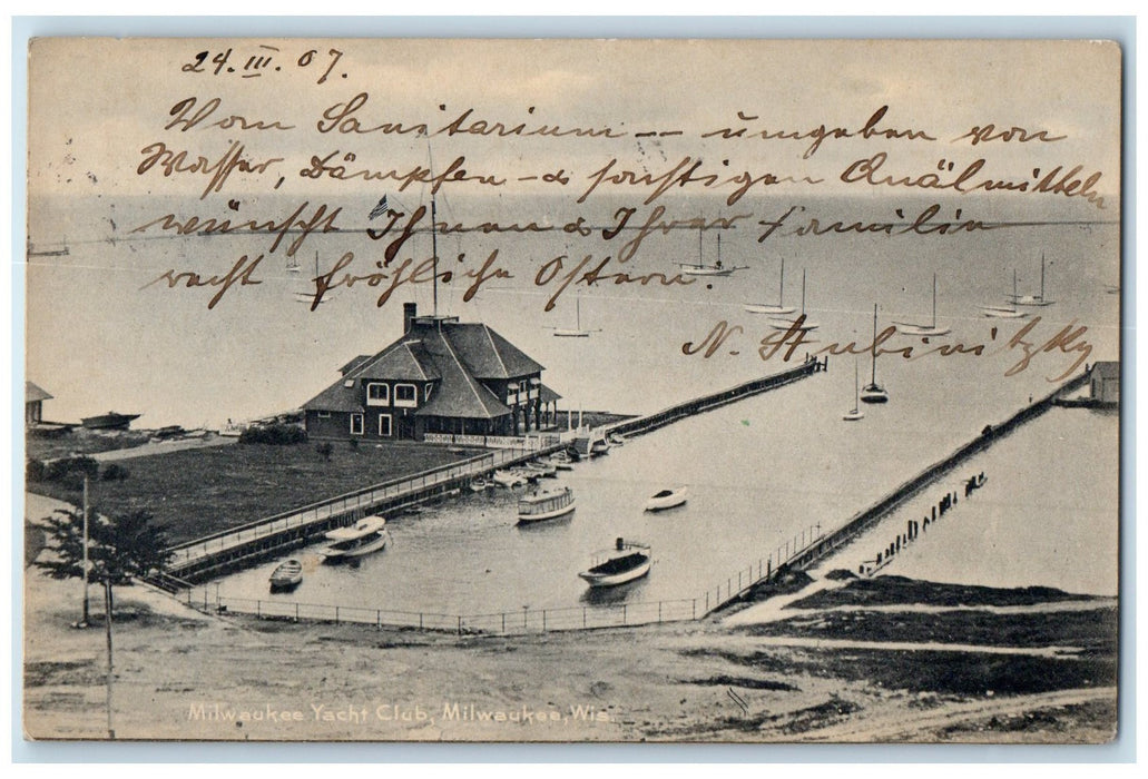 1907 Milwaukee Yacht Club Harbor Boats Building Milwaukee Wisconsin WI Postcard