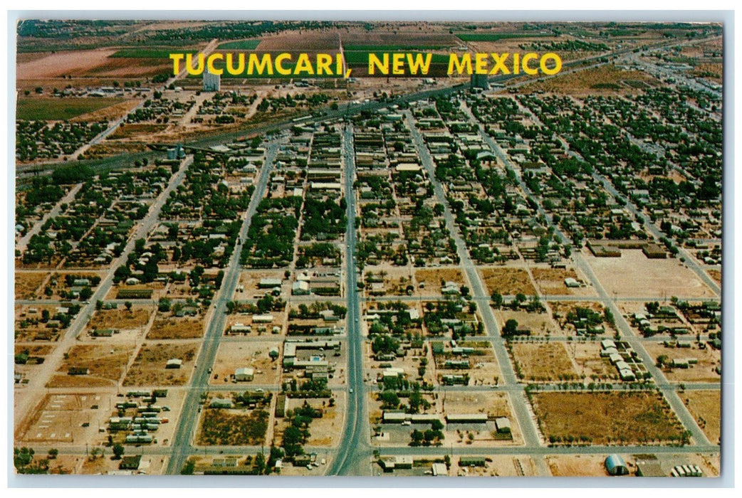 1969 Aerial View Of Tucumcari New Mexico NM Posted The Trading Center Postcard