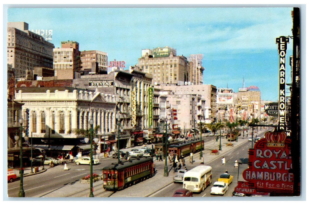 c1960s Canal Street Impressive Street New Orleans Louisiana LA Unposted Postcard