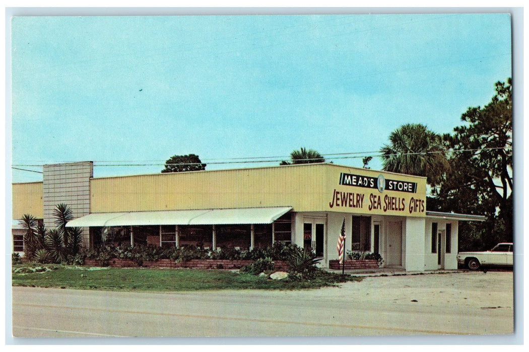 c1960's Mead's Store Jewelry Sea Shells Gifts Vero Beach Florida FL Car Postcard