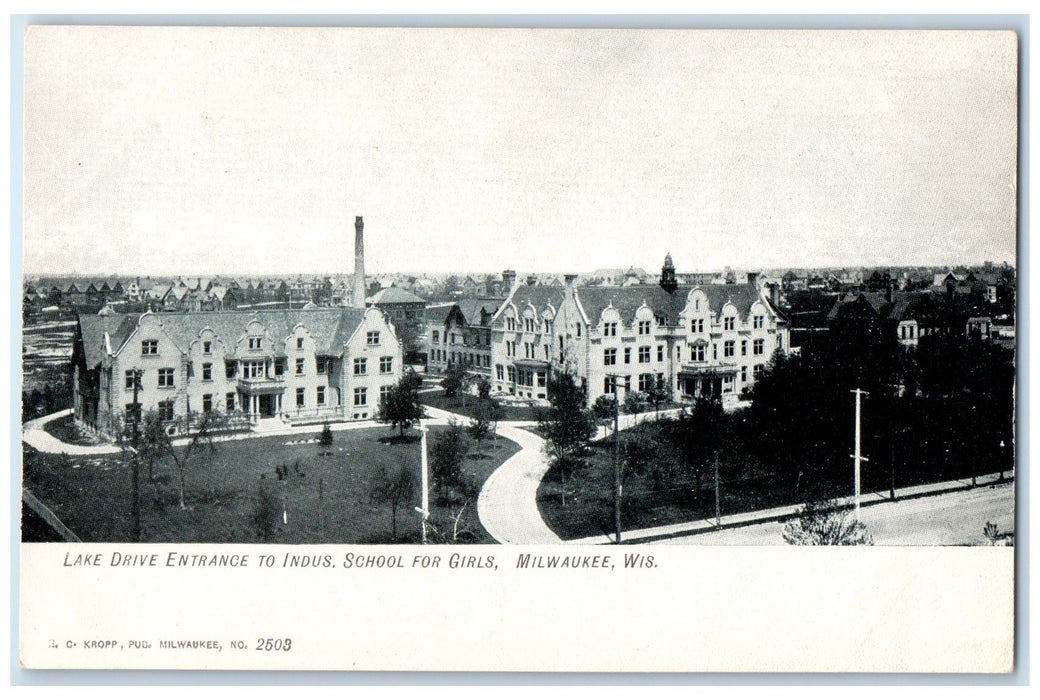 c1920 Lake Drive Entrance Indus. School For Girls Milwaukee Wisconsin Postcard