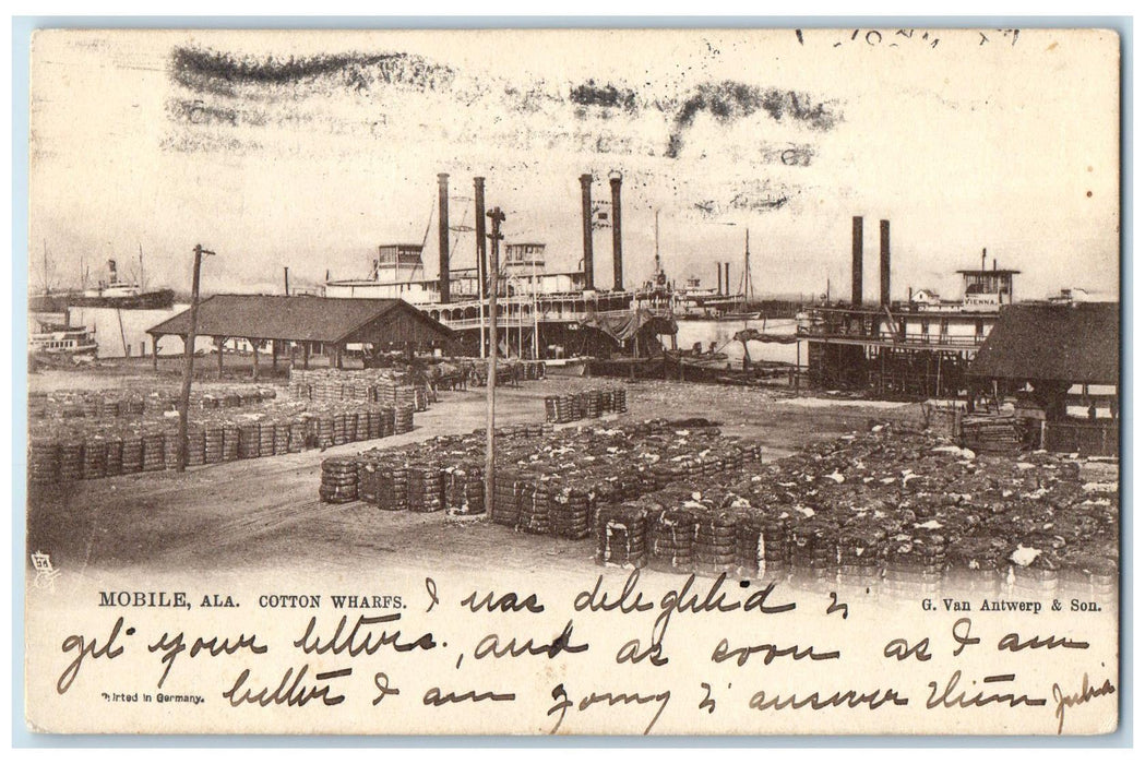 1906 Cotton Wharfs Mobile Cotton Wharfs Mobile Alabama AL Unposted Postcard