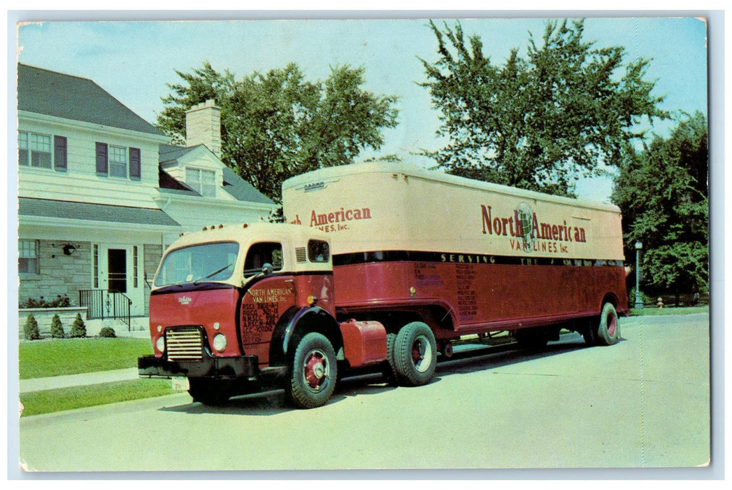 1959 North American Van Lines Moving Company Rolfe Iowa IA Posted Van Postcard