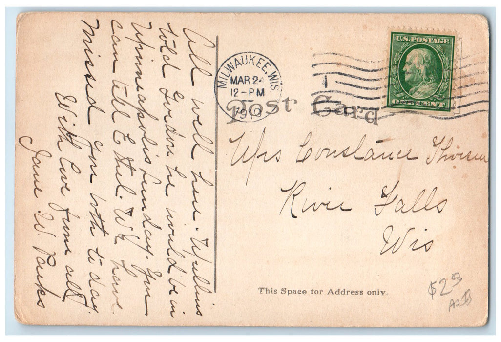 1910 The Wisconsin College Of Music Campus View Milwaukee Wisconsin WI Postcard