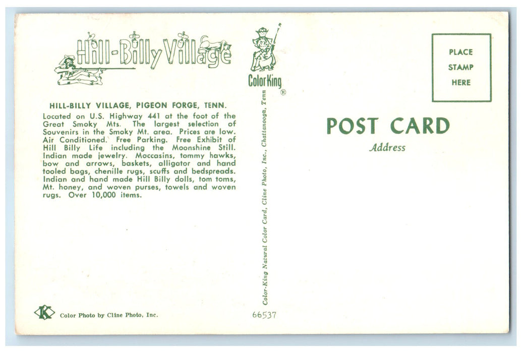 c1960's Hill-Billy Village Roadside Pigeon Forge Tennessee TN Unposted Postcard