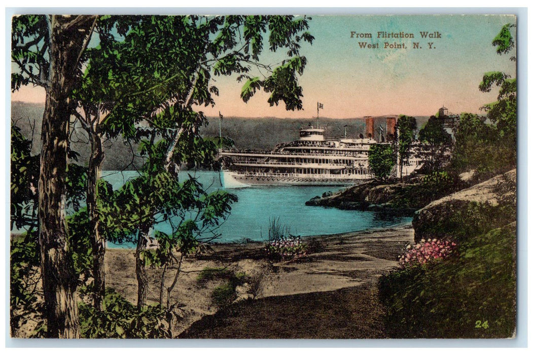 c1910's From Flirtation Walk West Point New York NY Unposted Steamship Postcard