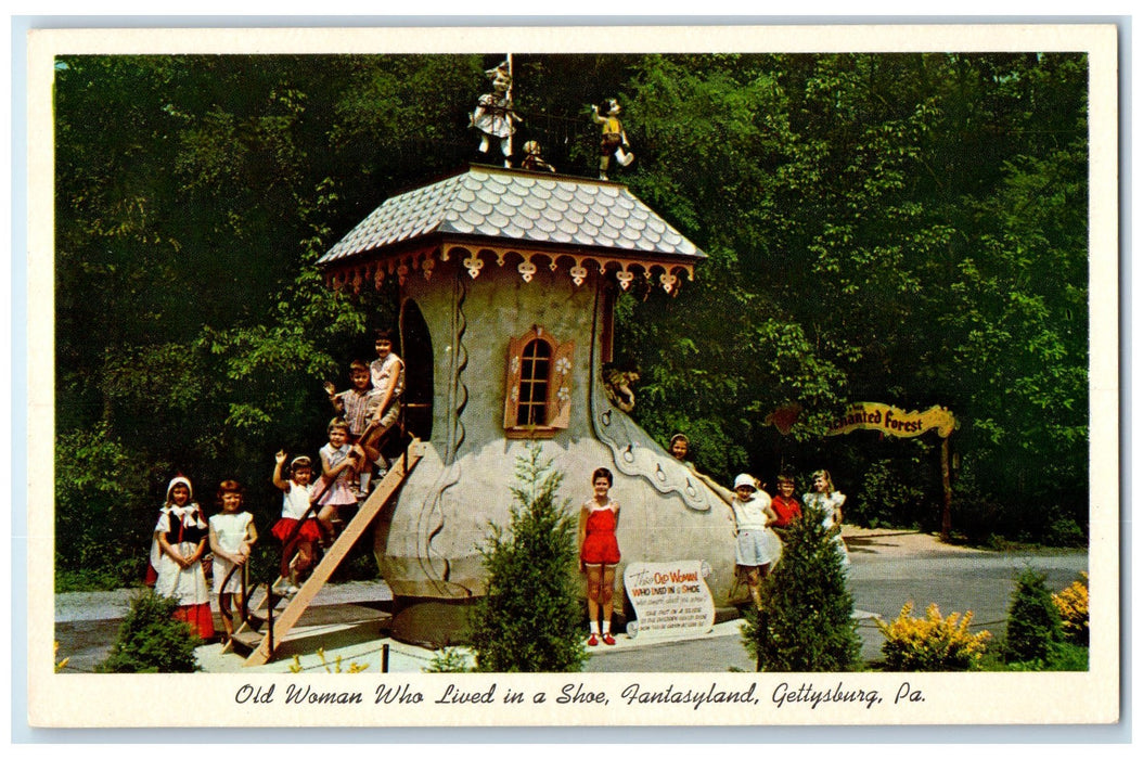 c1960's Old Woman Who Lived In A Shoe Gettysburg Pennsylvania Children Postcard