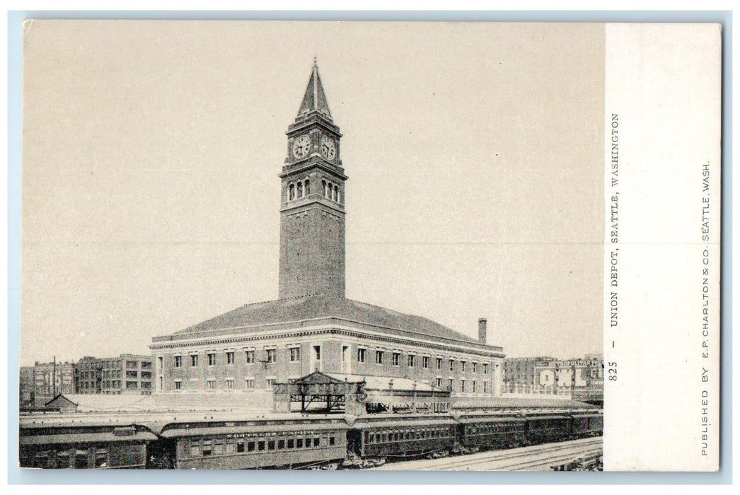 c1905's Union Depot Exterior Roadside Seattle Washington WA Unposted Postcard