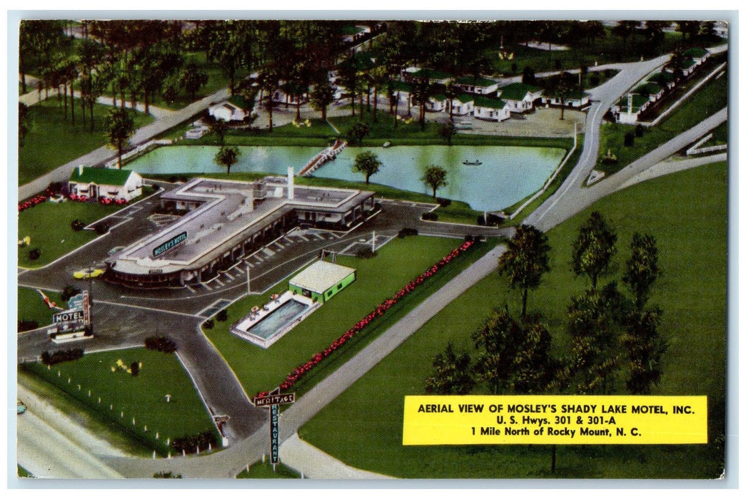 c1940 View Of Mosley's Shady Lake Motel Inc. Rocky Mount North Carolina Postcard