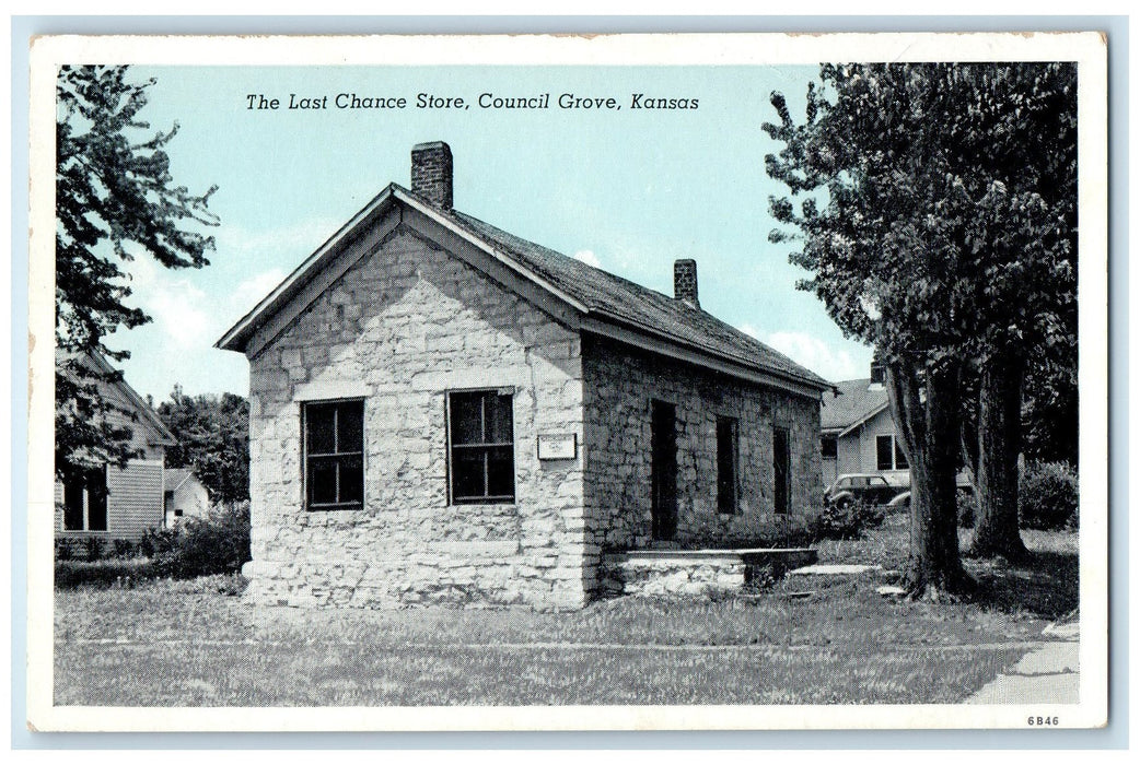 c1920's The Last Chance Store Old Building View Council Grove Kansas KS Postcard