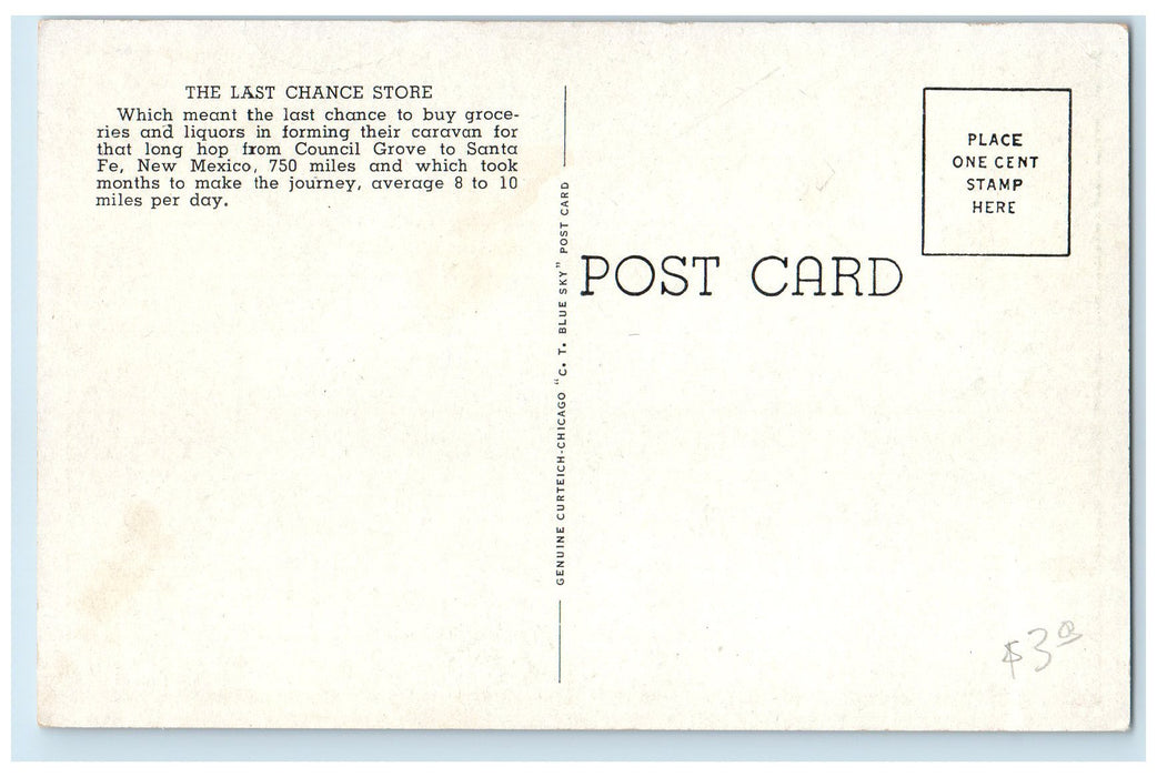 c1920's The Last Chance Store Old Building View Council Grove Kansas KS Postcard