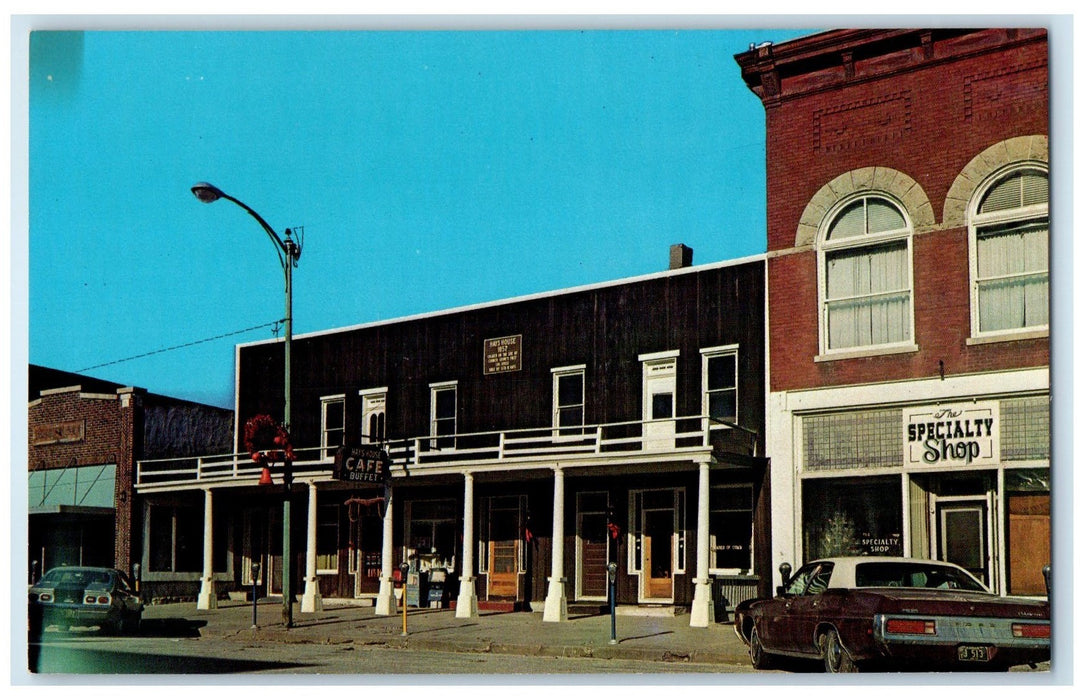 c1950 Hays House Oldest Restaurant Classic Car Council Grove Kansas KS Postcard