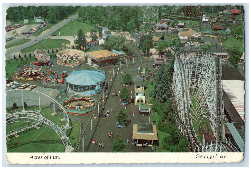 1984 Aerial View Of Acres Of Fun Geauge Lake Rides Scene Aurora Ohio OH Postcard