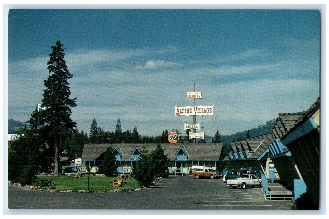 c1960's Alpine Village Motel Exterior Roadside Truckee California CA Postcard