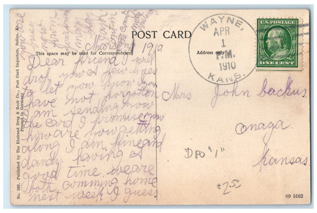 1910 Nazareth Academy Campus Building Entrance View Concordia Kansas KS Postcard