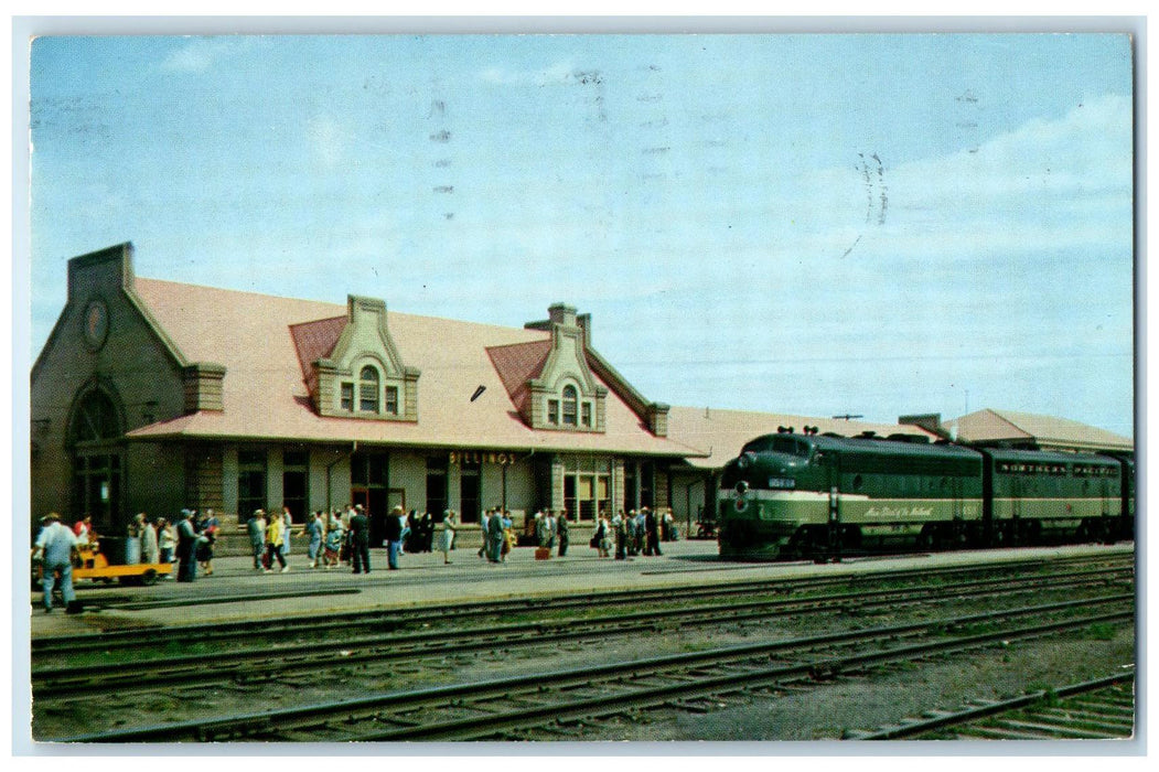 1961 NP Depot North Coast Station Billings Montana MT Train Locomotor Postcard