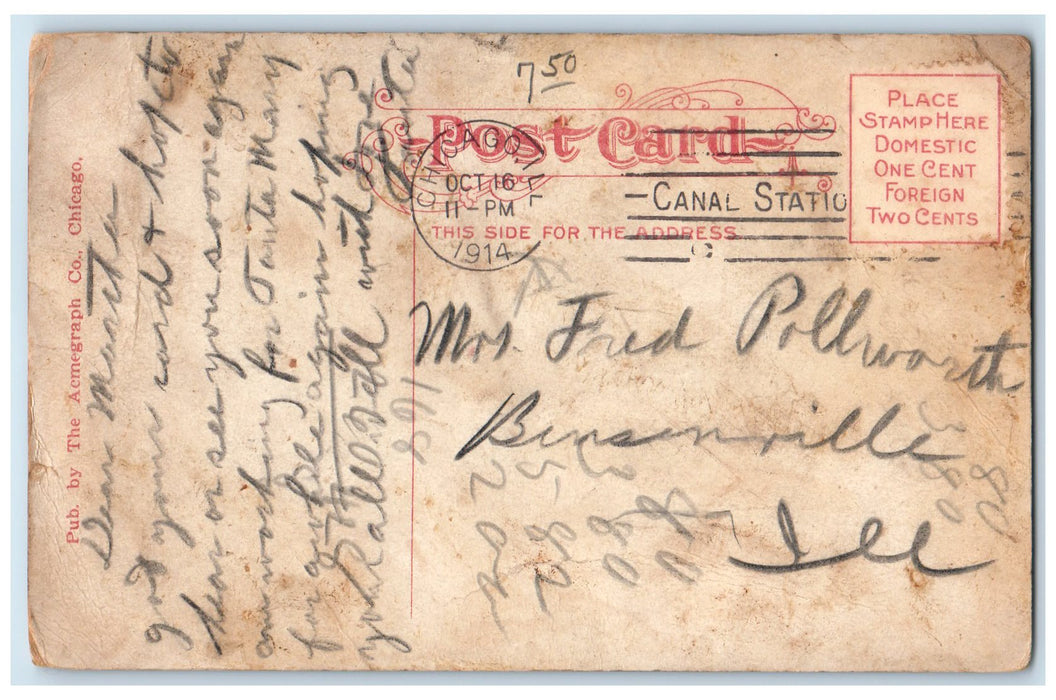 1914 Police Department On Parade Flags Scene Chicago Illinois IL Posted Postcard
