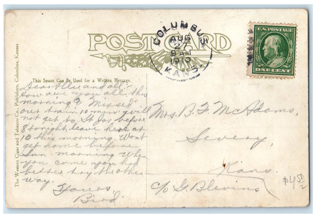 1910 Cherokee Co. High School Campus Building Ground Columbus Kansas KS Postcard