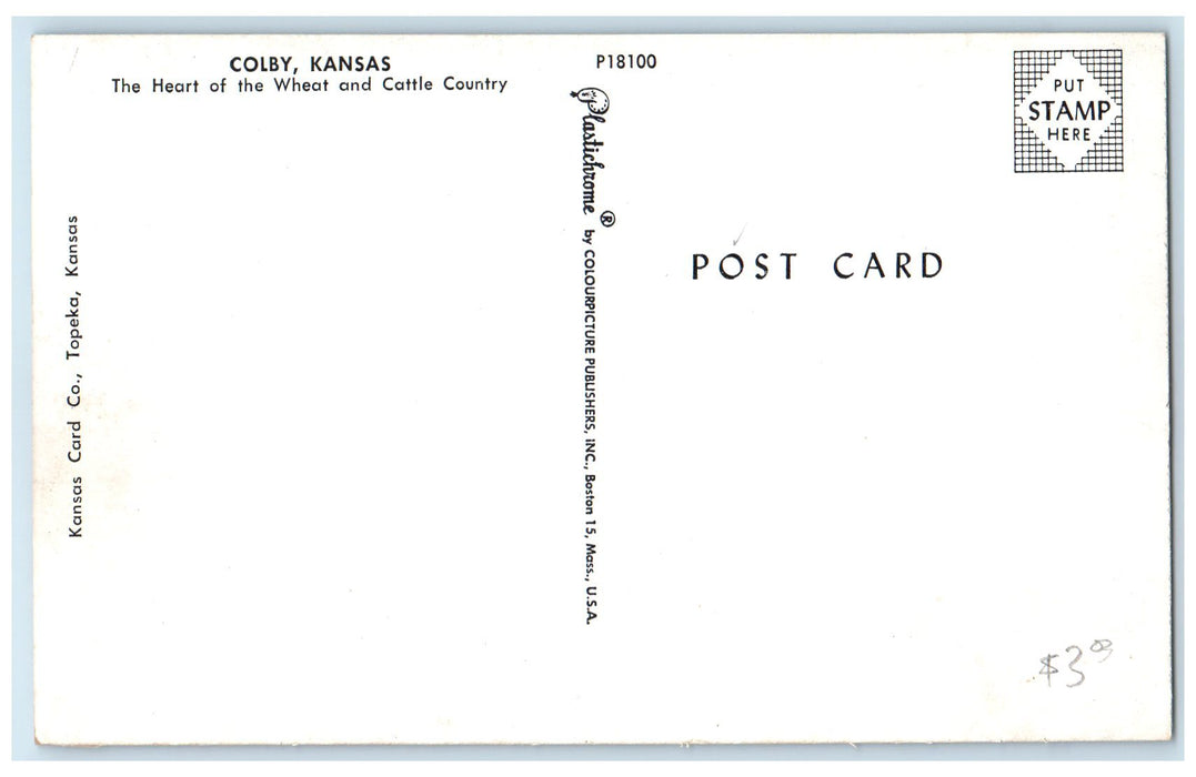 c1950's The Heart Of Wheat & Cattle County Classic Cars Colby Kansas KS Postcard