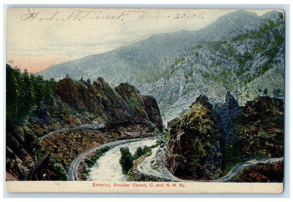 c1910's Entering Boulder Canon C. And N. Railway Boulder Colorado CO Postcard