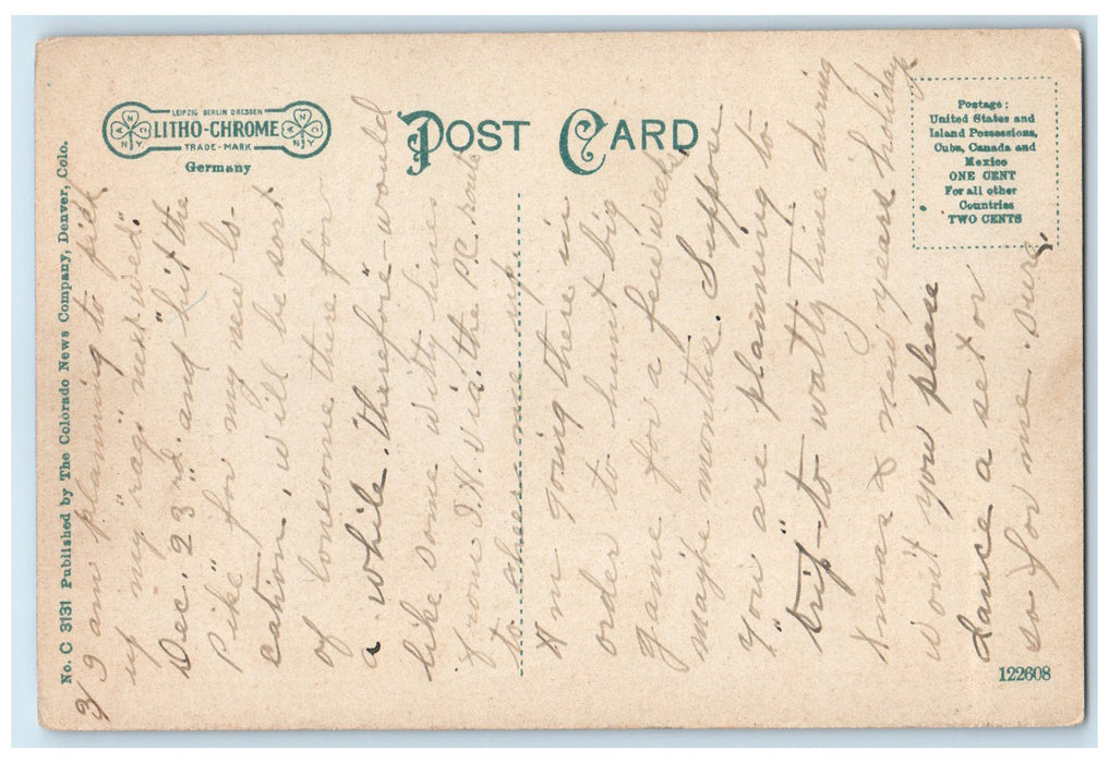 c1910's Entering Boulder Canon C. And N. Railway Boulder Colorado CO Postcard