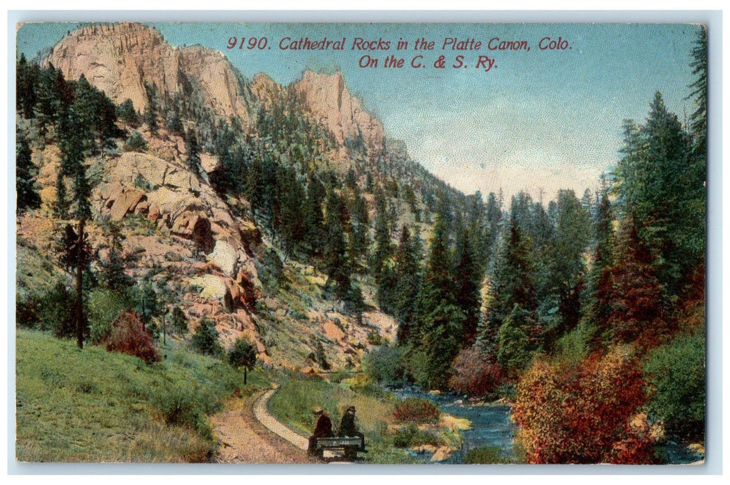 c1910's Cathedral Rocks In The Platte Canon Colorado CO Unposted Trees Postcard