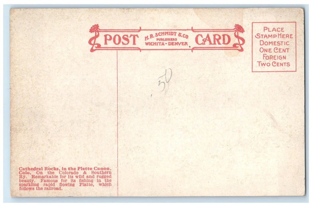 c1910's Cathedral Rocks In The Platte Canon Colorado CO Unposted Trees Postcard