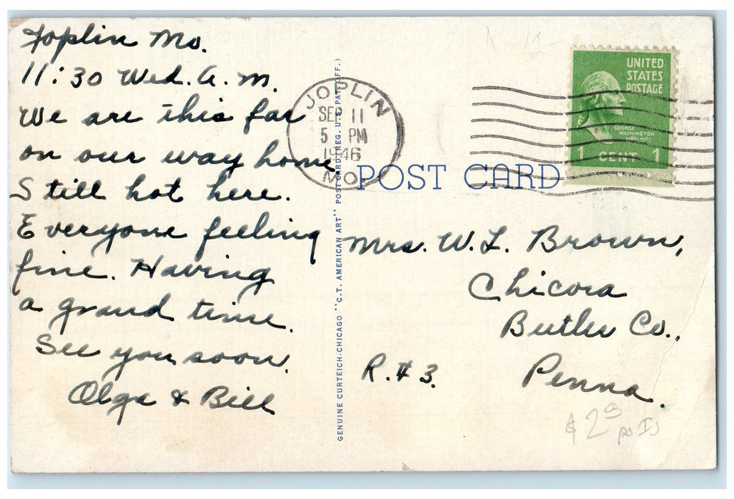 1946 Roosevelt Junior High School Campus Building Coffeyville Kansas Postcard