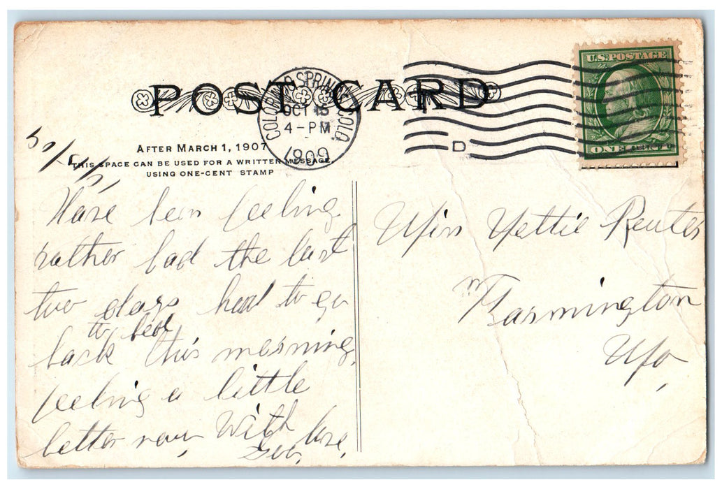 1909 Bird's Eye View Of Houses And Mountains Manitou Colorado CO Postcard