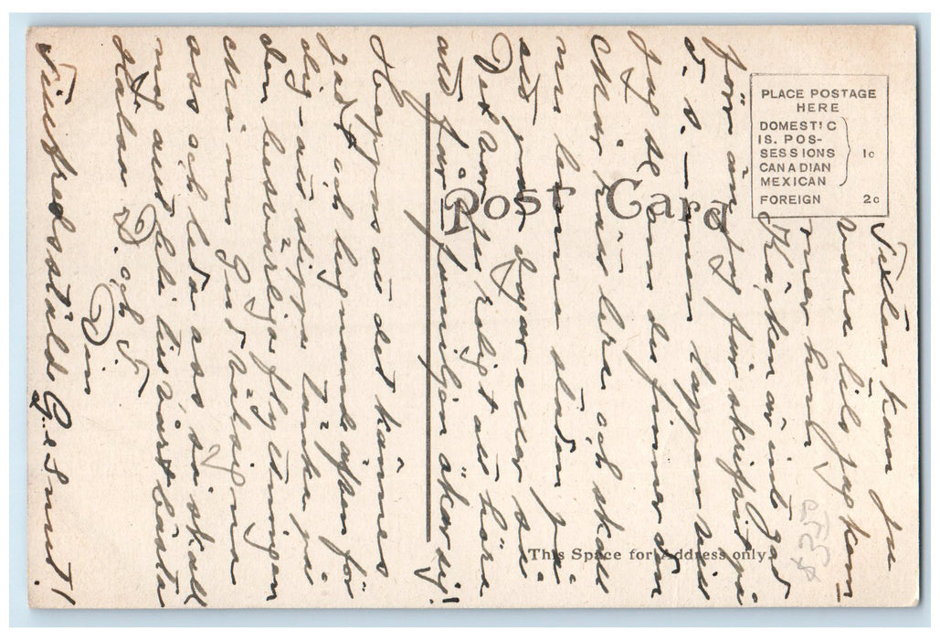 c1910's Court House Building Dirt Road Flag Entrance Clay Center Kansas Postcard