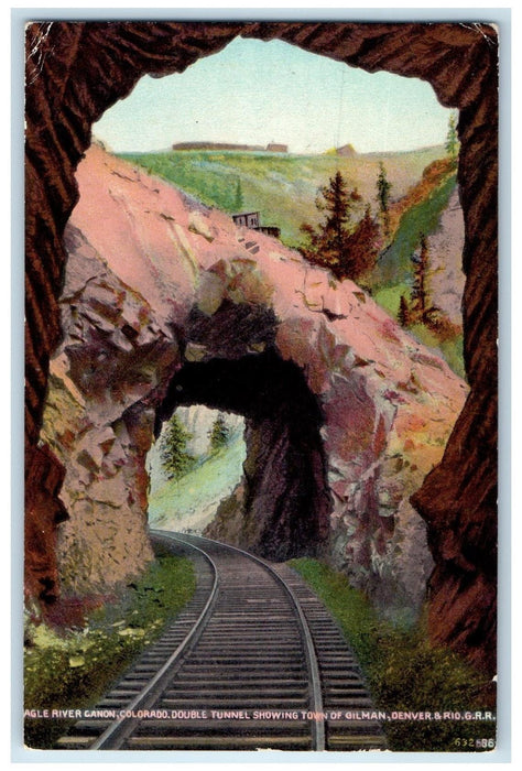 1914 Double Tunnel Showing Town Of Gilman Denver Colorado CO Posted Postcard