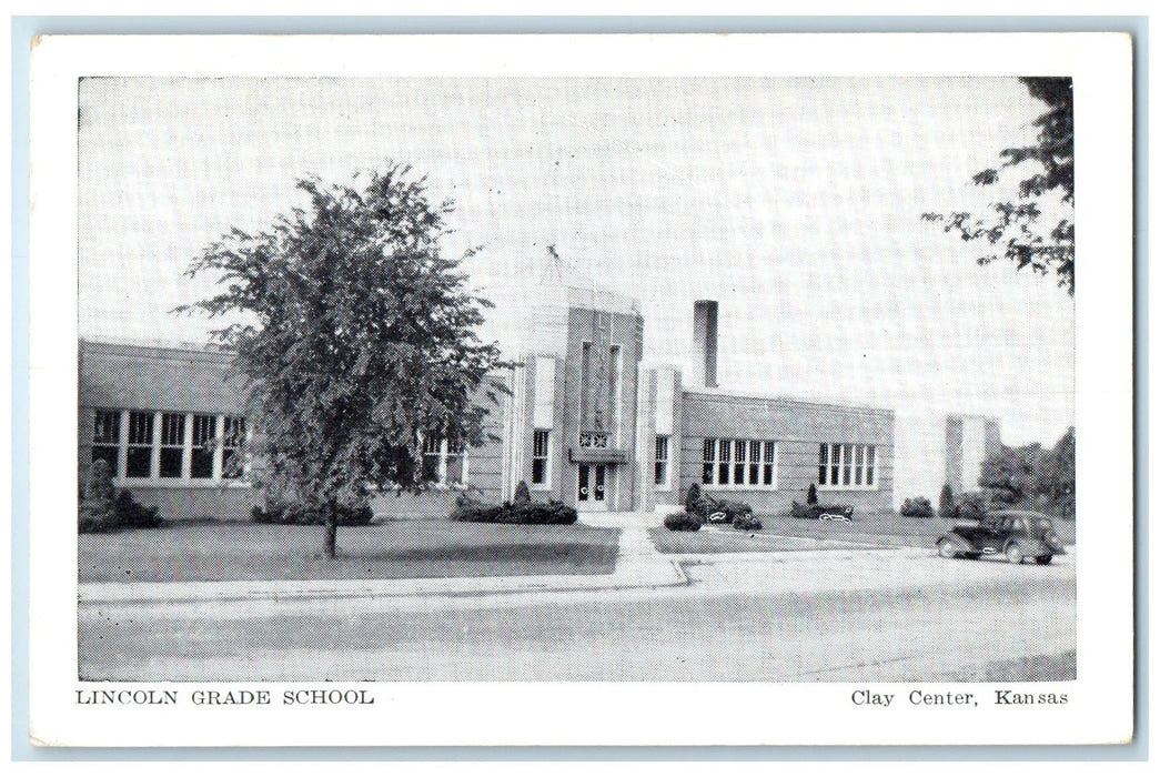 c1920's Lincoln Grade School Campus Building View Clay Center Kansas KS Postcard