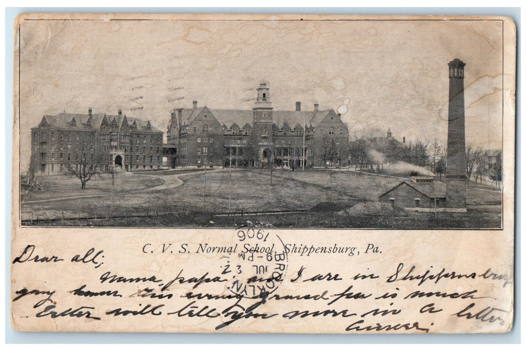 1906 CVS Normal School Exterior Shippensburg Pennsylvania PA Posted Postcard