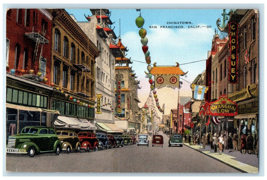 c1940's Chinatown Scene San Francisco California CA Unposted Vintage Postcard