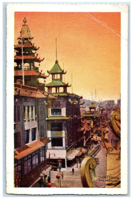 c1940s Chinatown Colorful Oriental Activity San Francisco California CA Postcard