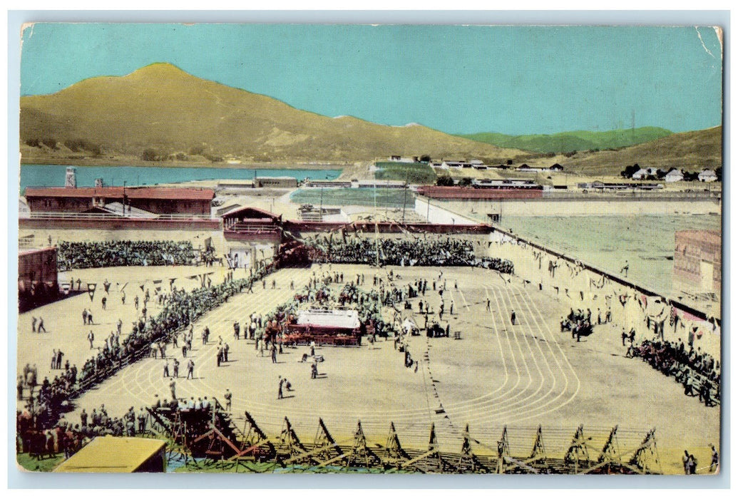 1951 Sports Event San Quentin Prison San Rafael California CA Mountain Postcard