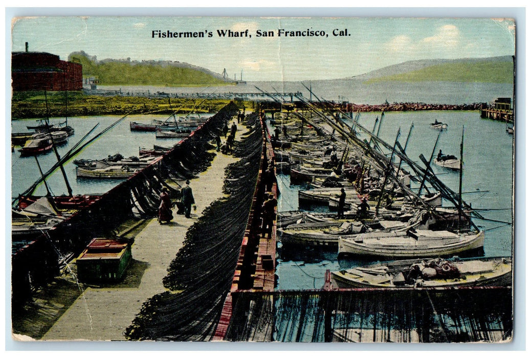 1910 Fisherman's Wharf Boats Scene San Francisco California CA Posted Postcard