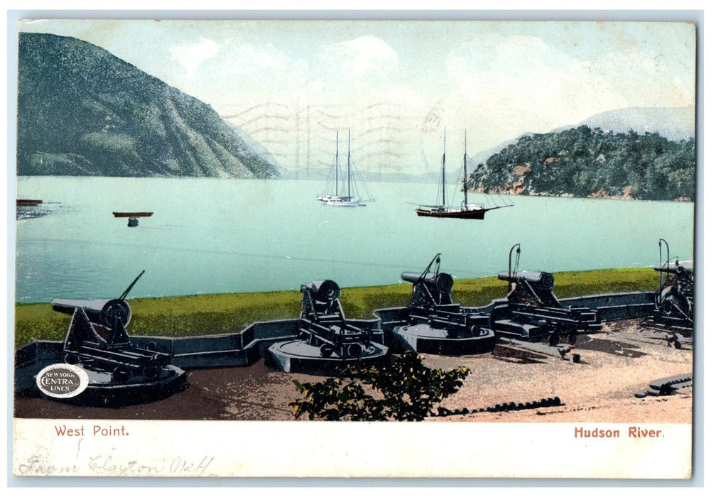 1906 West Point Hudson River Lancaster Pennsylvania PA Boats & Cannons Postcard