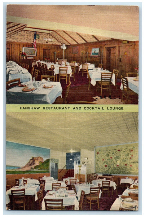 1945 Fanshaw Restaurant & Cocktail Lounge Interior Yonkers New York NY Postcard