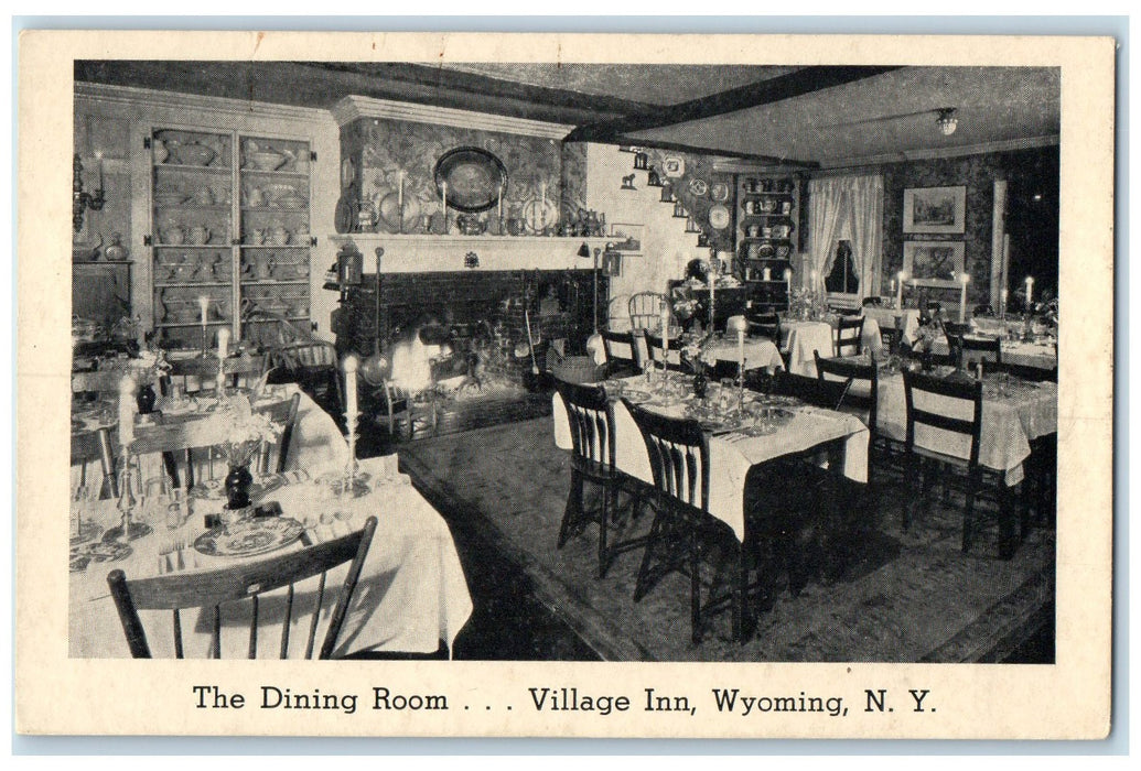 c1910s The Dining Room Village Inn Interior Wyoming New York NY Tables Postcard