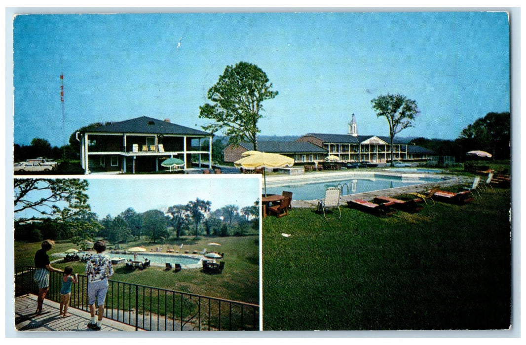 1962 Yorktown Motor Lodge Yorktown Heights New York NY Swimming Pool Postcard