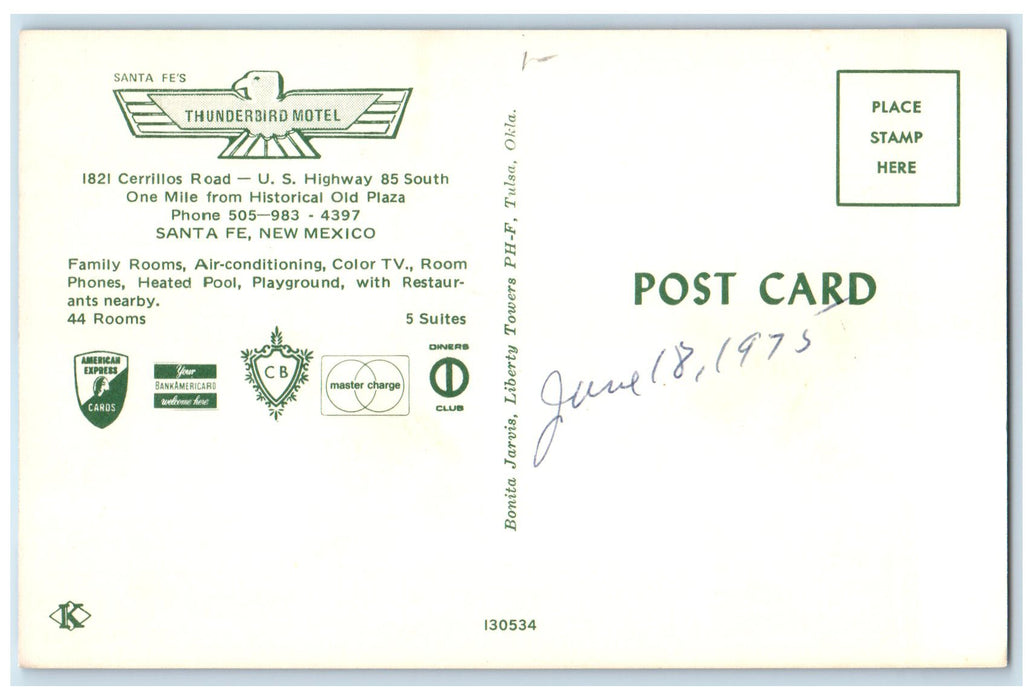 c1960's Thunderbird Motel Exterior Santa Fe New Mexico NM Unposted Cars Postcard