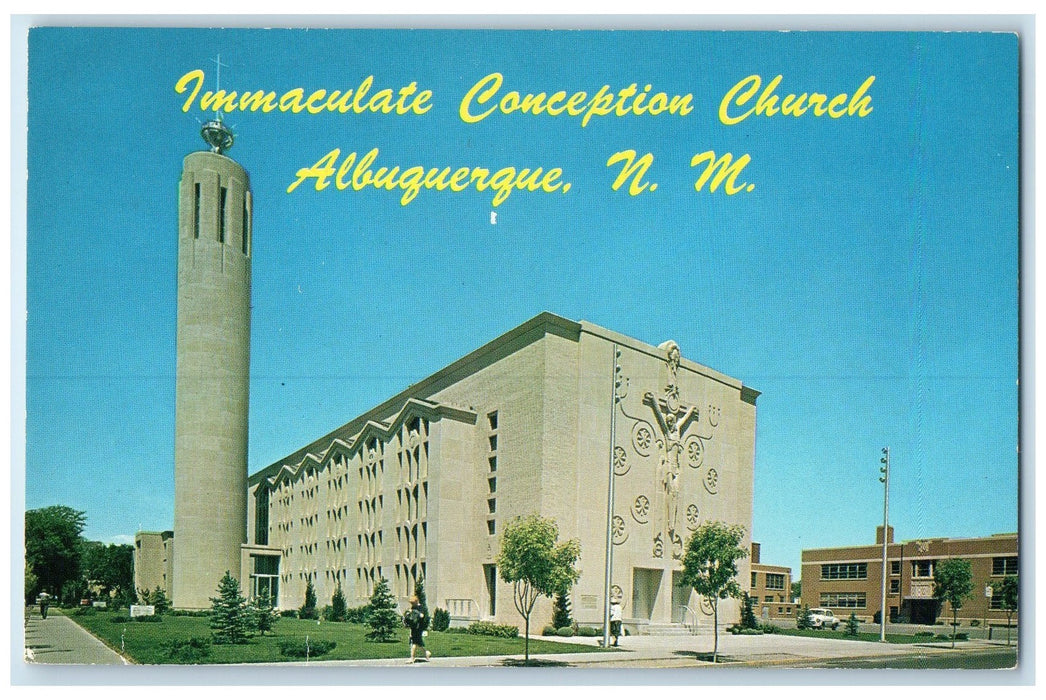 c1960's Immaculate Conception Church Exterior Albuquerque New Mexico NM Postcard