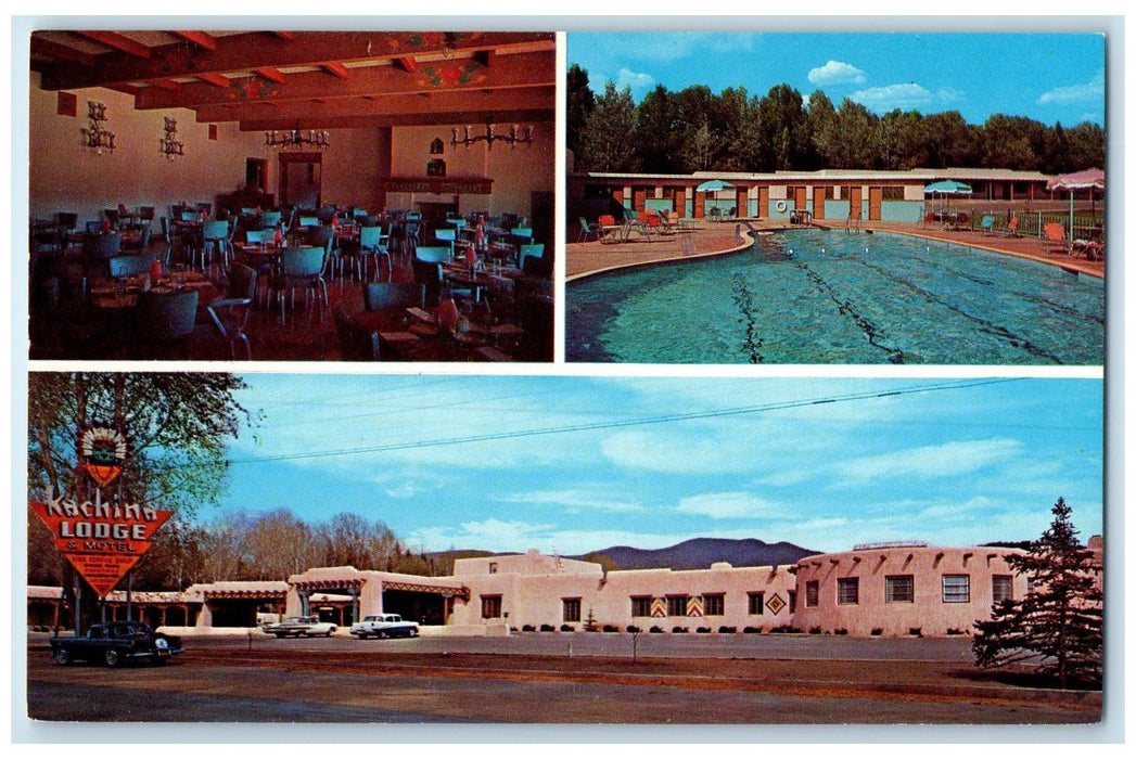 c1960's Kachina Lodge And Motel Signage Taos New Mexico NM Unposted Postcard