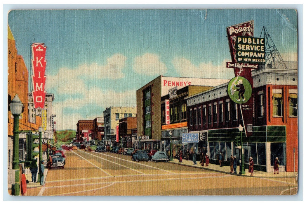 c1905s Central Avenue Looking East Shops Cars Albuquerque New Mexico NM Postcard