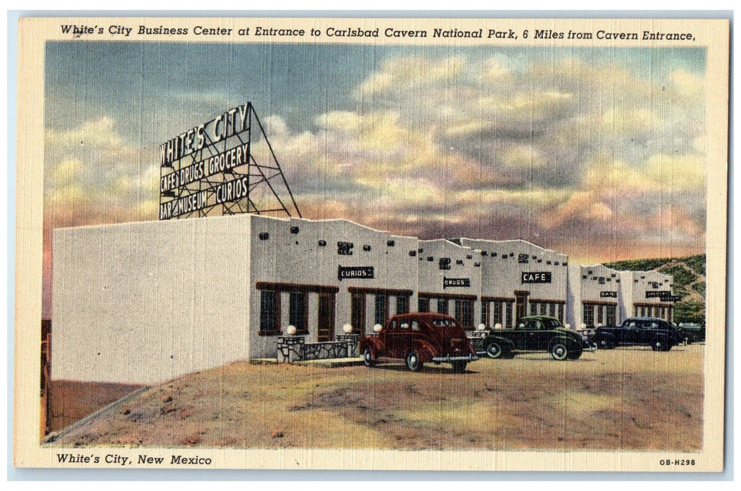 c1940s White's City Business Center Entrance White's City New Mexico NM Postcard