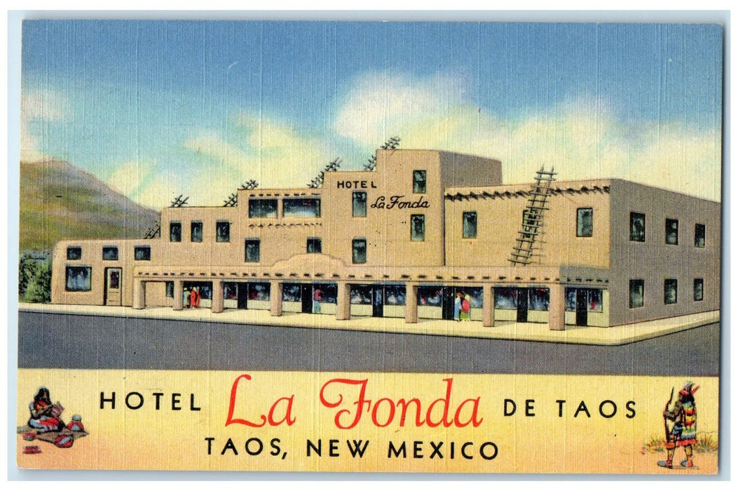 c1940s Hotel La Fonda De Taos Exterior View Taos New Mexico NM Unposted Postcard